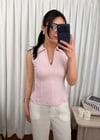 Fermuarlı Pembe Bluz