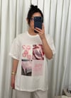 Pembe Baskılı Oversize Tişört