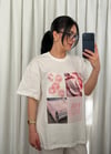 Pembe Baskılı Oversize Tişört