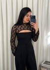 Siyah Dantelli Uzun Kollu Bluz