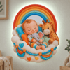 Gökkuşağı Altında Uyuyan Bebek 5V Pilli Işıklı Duvar Dekoru