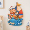 Yelkenli Denizci Bebek ve Penguen 5V Pilli Işıklı Duvar Dekoru