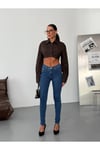Yüksek Bel Likralı Skinny Jean