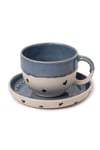Amor Altlıklı Premium Stoneware Seramik Fincan – El Yapımı Türk Kahvesi ve Espresso Fincanı