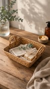 Natura Doğal Dikdörtgen Hasır Organizer Ekmek Sepeti (22x18x8 cm)