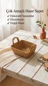 Natura Doğal Dikdörtgen Hasır Organizer Ekmek Sepeti (22x18x8 cm)