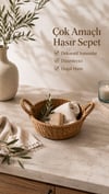 Natura Doğal Yuvarlak Hasır Organizer Sepet (20x8 cm)