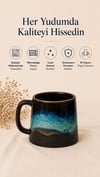 North El Yapımı Stoneware Premium - Mavi/Siyah Kahve & Çay Kupası