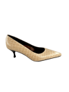  Hakiki Deri Kroko Desenli Bej Stiletto