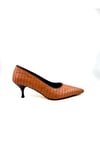 Açık kahve örgülü Stiletto
