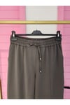 elegance beli lastikli dar paça pantolon gri kadın
