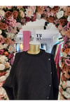 Gala-Xi sweatshirt önü kabartmalı ikili takım siyah kadın