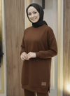 TunikBala GiyimBala GiyimArmalı Yırtmaçlı Tesettür Tunik - B1001-Kahverengi
