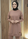 TunikBala GiyimBala GiyimArmalı Yırtmaçlı Tesettür Tunik - B1001-PudraVizon