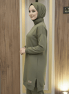 TunikBala GiyimBala GiyimArmalı Yırtmaçlı Tesettür Tunik - B1001-Haki