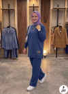TakımlarBala GiyimBala GiyimBisiklet Yaka Armalı Yırtmaçlı Alt-Üst Takım B1004-İndigo