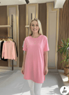 Toptan TunikBala Giyim ToptanBala GiyimToptan Serili Kısa Kollu Yırtmaçlı Tunik BT1002-Pembe