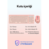 Daxi MK-390 Kablosuz Klavye Set Pembe Retro Tuş Bluetooth/WiFi 3 Cihaz