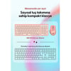 Daxi MK-390 Kablosuz Klavye Set Pembe Retro Tuş Bluetooth/WiFi 3 Cihaz