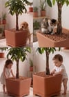 Saksı Kedi Koruma Kapağı - Kare – Kahverengi (Saksı Koruyucu Izgara)