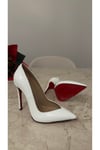 Beyaz Rugan 12 cm Topuk Kadın Stiletto