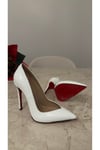 Beyaz Rugan 12 cm Topuk Kadın Stiletto
