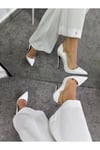 Beyaz Rugan Altı Kırmızı 12 cm Klasik Topuklu Stiletto Ayakkabı