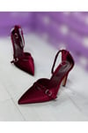 Bordo Kadife Stiletto Klasik  Topuklu Ayakkabı