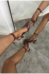 Bordo Rugan Kadın Bilekten Bağlamalı Sandalet