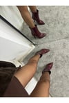 Bordo Rugan Kadın Topuklu  Midi Bot