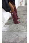 Bordo Tozluk Detaylı Dolgu Topuk Kadın Çizme