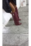 Bordo Tozluk Detaylı Dolgu Topuk Kadın Çizme