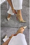 Gold Altı Kırmızı Taban Detaylı 12 cm topuk Klasik Topuklu Ayakkabı
