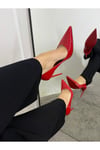Kadın Kırmızı Rugan Tabanı Kırmızı Topuklu Stiletto Model Klasik Topuklu Ayakkabı