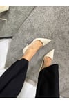 Kadın Krem Rugan Tabanı Kırmızı Topuklu Stiletto Model Klasik Topuklu Ayakkabı
