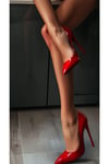 Kırmızı Rugan Rugan Altı Kırmızı Klasik Topuklu Ayakkabı-12 Cm Stiletto