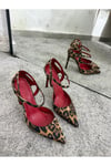 Leopar Desen Kadın Klasik Topuklu Ayakkabı -Stiletto