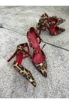 Leopar Desen Kadın Klasik Topuklu Ayakkabı -Stiletto