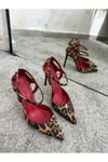 Leopar Desen Kadın Klasik Topuklu Ayakkabı -Stiletto