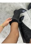 Siyah Gerçek Deri Kadın Kovboy Çizme