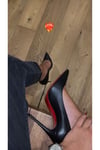 Siyah Kadın Tabanı Kırmızı Stiletto Model Klasik Topuklu Ayakkabı