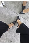 Siyah Kırmızı Taban Klasik Topuklu Ayakkabı - Stiletto