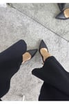 Siyah Kırmızı Taban Klasik Topuklu Ayakkabı - Stiletto