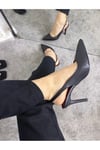 Siyah Kırmızı Taban Klasik Topuklu Ayakkabı - Stiletto