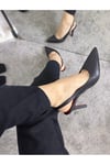 Siyah Kırmızı Taban Klasik Topuklu Ayakkabı - Stiletto
