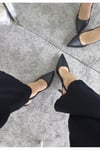 Siyah Kırmızı Taban Klasik Topuklu Ayakkabı - Stiletto