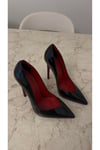 Siyah Rugan 12 cm Topuk Kadın Stiletto