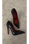 Siyah Rugan 12 cm Topuk Kadın Stiletto
