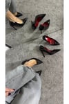Siyah Rugan Kadın Klasik Topuklu Stiletto Ayakkabı