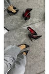 Siyah Rugan Kadın Klasik Topuklu Stiletto Ayakkabı